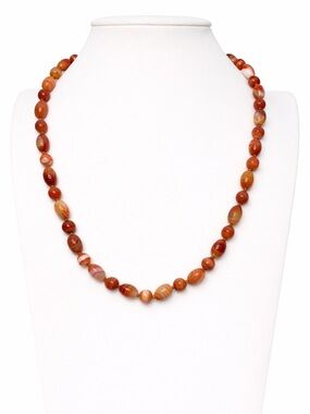 20” Banded Agate Necklace Hand Knotted Artisan Handmade Aprilsplace